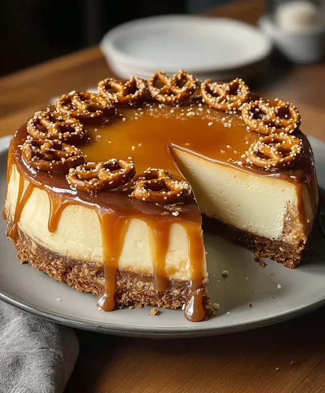 Salted Caramel Pretzel Cheesecake
