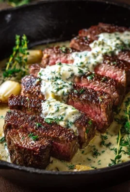 Garlic Butter Steak With Parmesan Cream Sauce