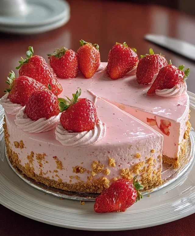 Pink Strawberry Crunch Cheesecake