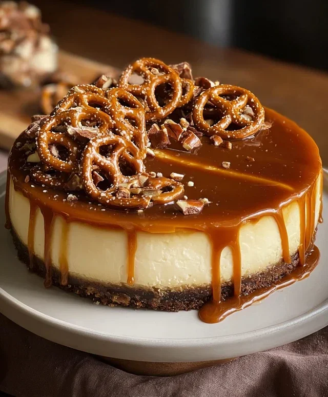 Salted Caramel Pretzel Cheesecake