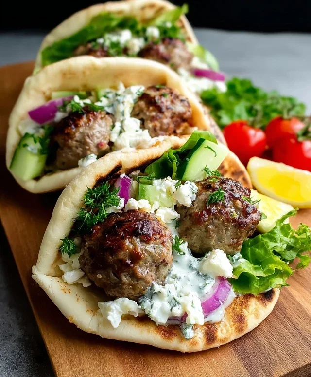 Greek Meatball Pitas