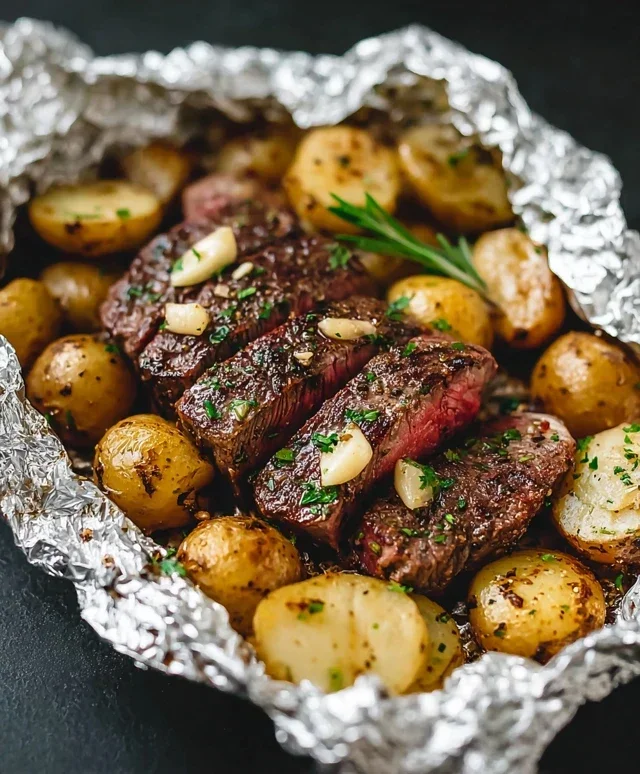 Garlic Steak & Potato Foil Packs