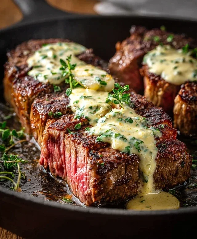 Garlic Butter Steak With Parmesan Cream Sauce