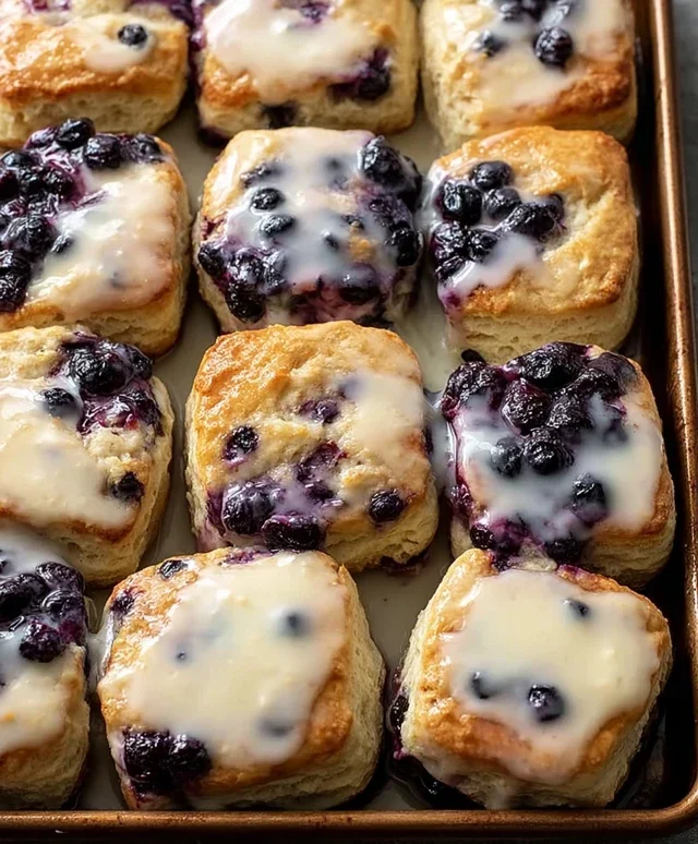 Glazed Blueberry Butter Swim Biscuits