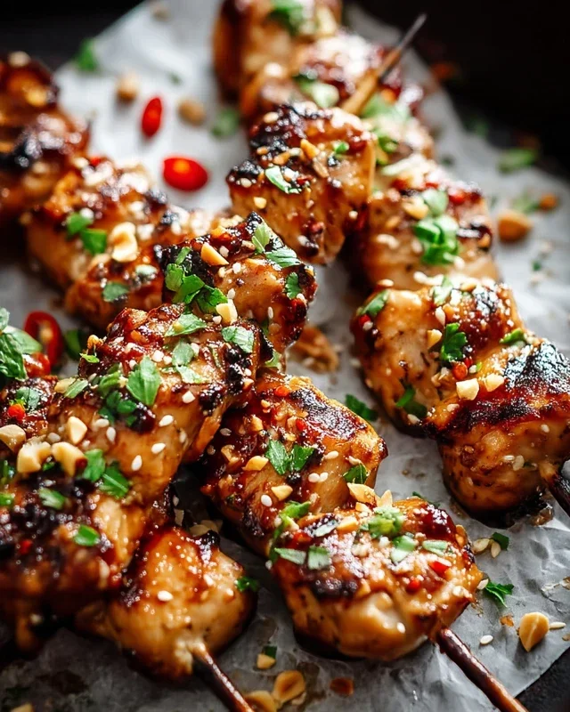 Easy Grilled Asian Chicken Skewers with Honey Garlic Sauce
