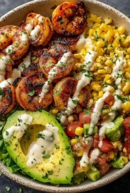 Grilled Shrimp Bowl with Avocado, Corn Salsa & Creamy Garlic Sauce