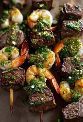 Surf and Turf Kabobs with Chimichurri Sauce