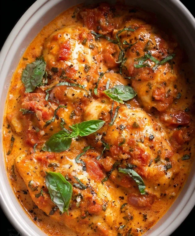 Slow Cooker Creamy Tomato Basil Chicken