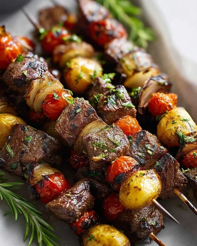 Rosemary Garlic Steak Kebabs