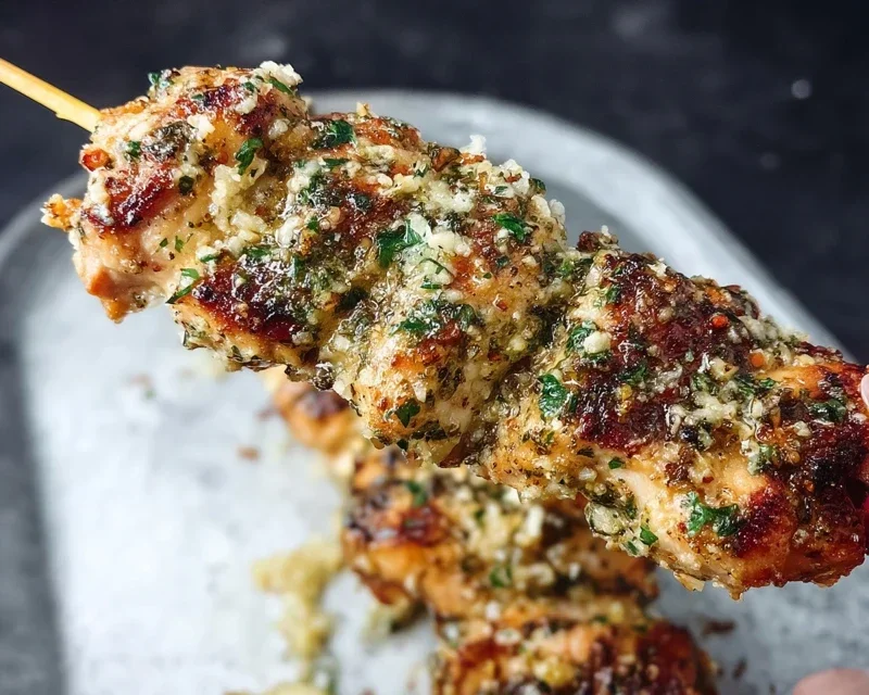 Garlic Parmesan Chicken Skewers