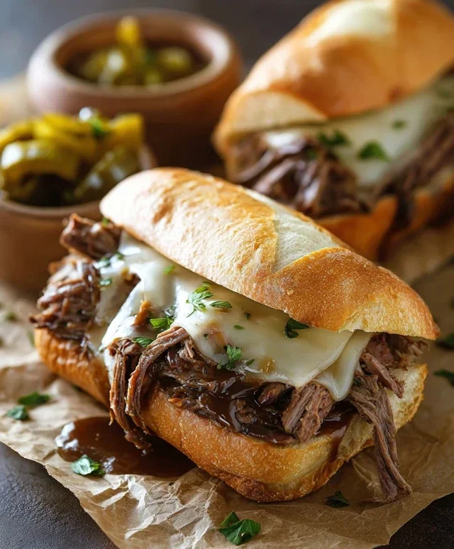 Crockpot French Dip Sandwiches