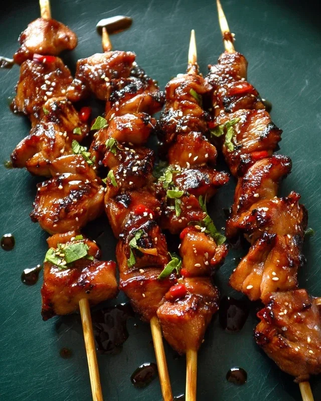 Sticky Bourbon Extract Extract Chicken Skewers