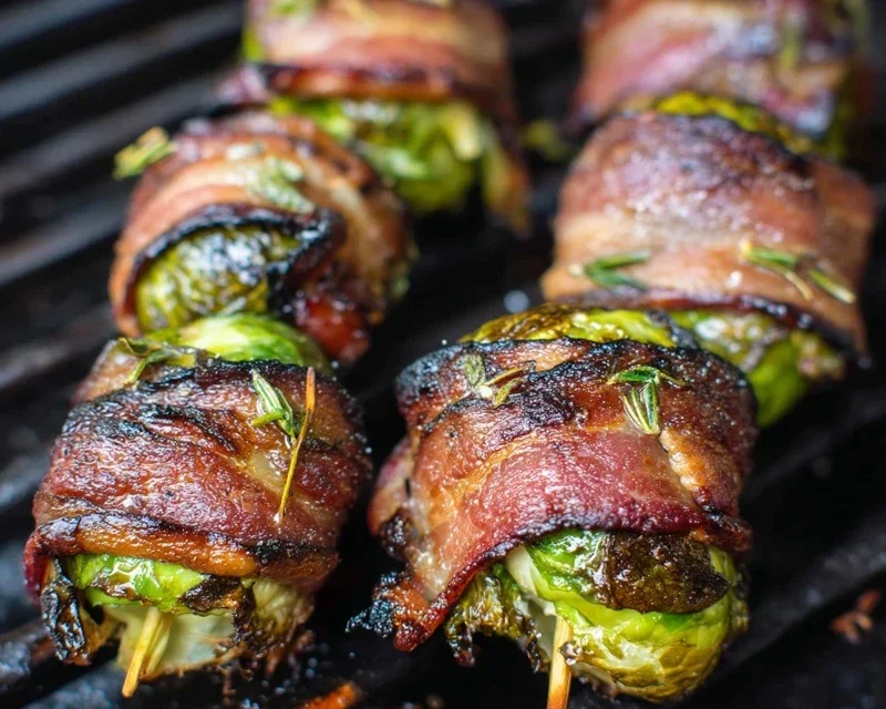 Grilled Beef Beef Bacon Wrapped Brussels Sprouts