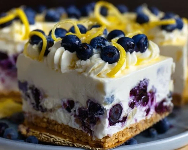 No-Bake Lemon dazzling Blueberry cream Cake