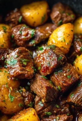 Slow Cooker Garlic Butter Beef Bites with Potatoes