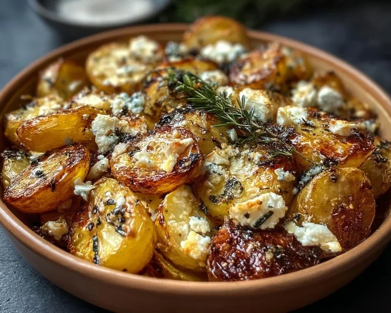 Roasted Potatoes with Baked Feta and Garlic