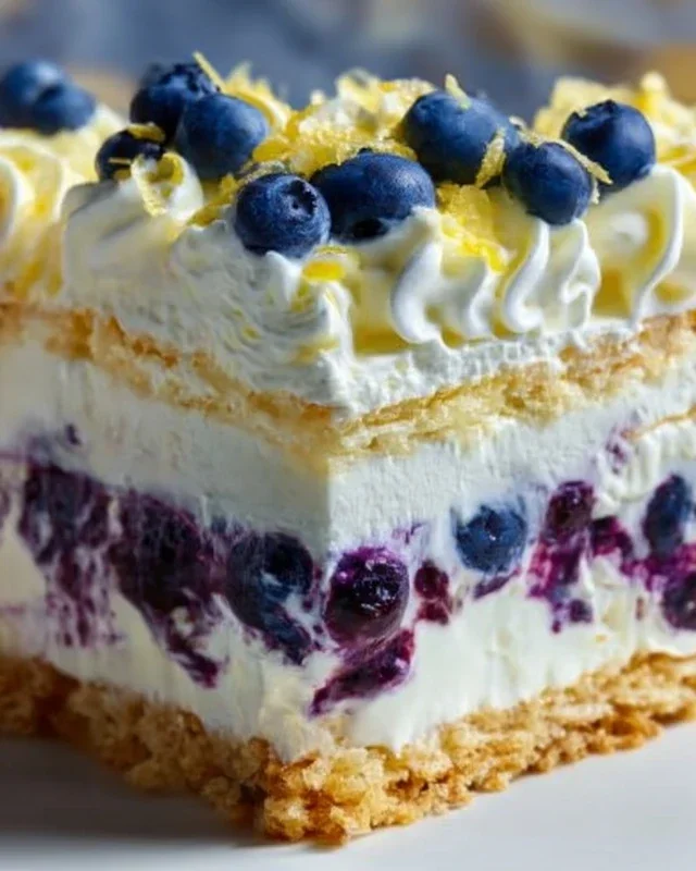 No-Bake Lemon dazzling Blueberry cream Cake