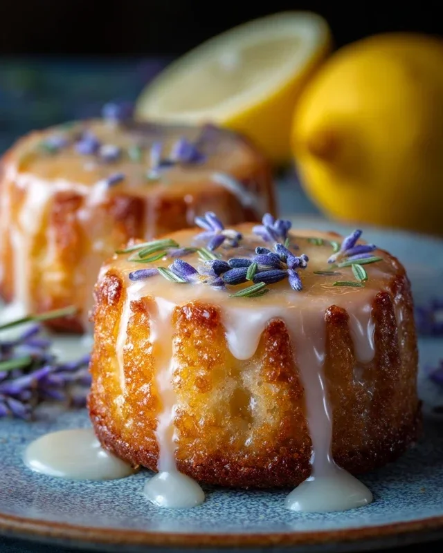 Mini Lemon Cakes With Lavender Glaze