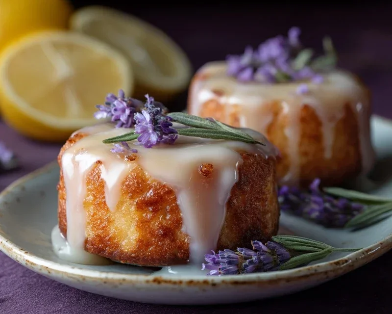 Mini Lemon Cakes With Lavender Glaze