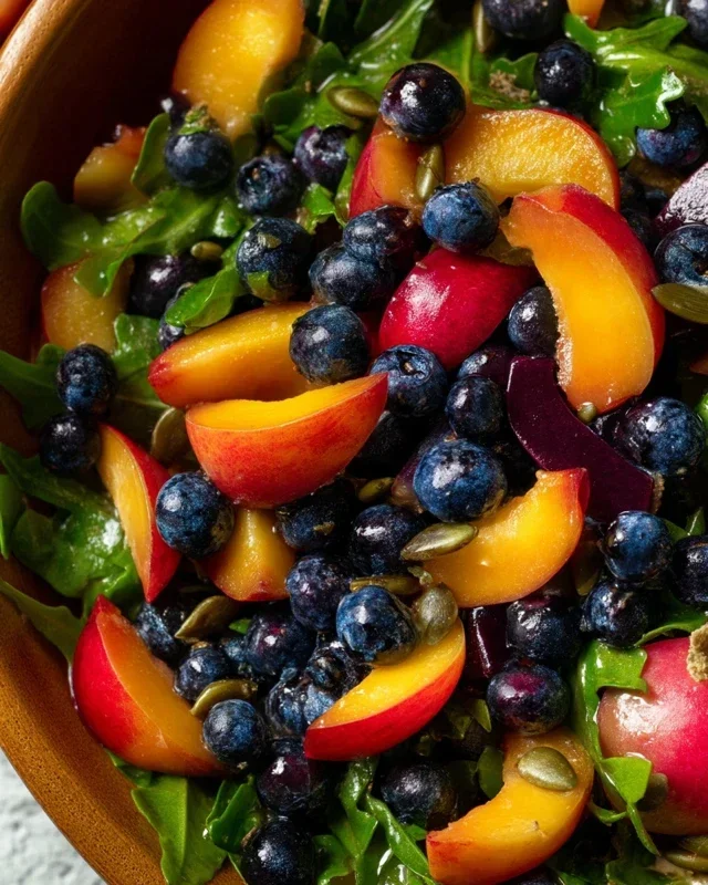 Summer Peach and Blueberry Non-Alcoholic Ale Salad