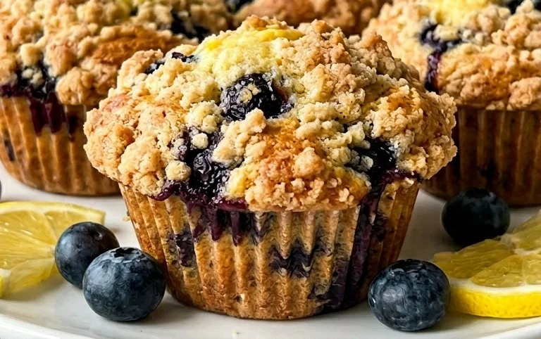 Lemon Blueberry Streusel Muffins
