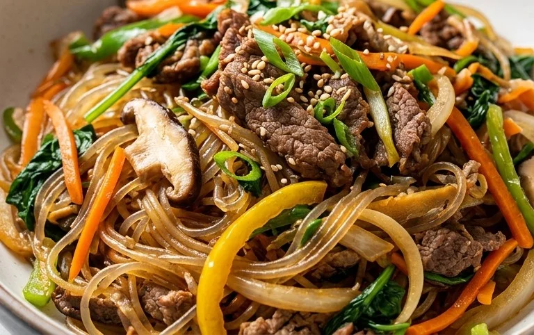 Japchae (Korean Glass Noodle Stir Fry)