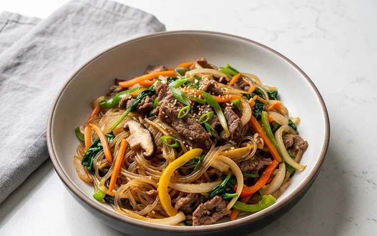Japchae (Korean Glass Noodle Stir Fry)
