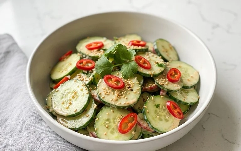 Creamy Asian Cucumber Salad Bowl