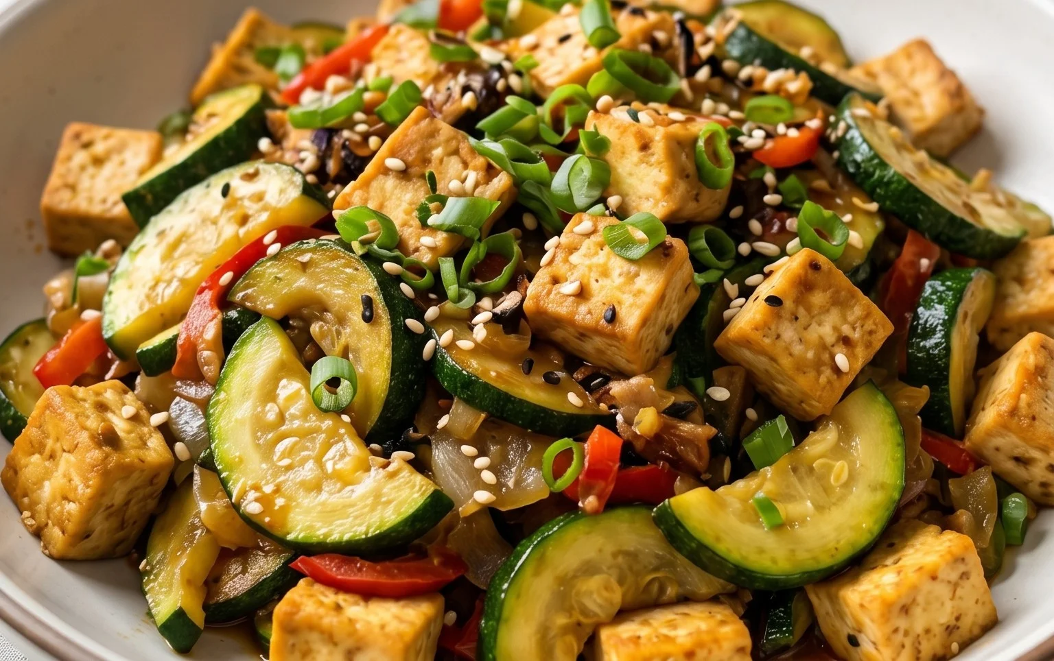 Zucchini Stir Fry With Tofu (Vegan)