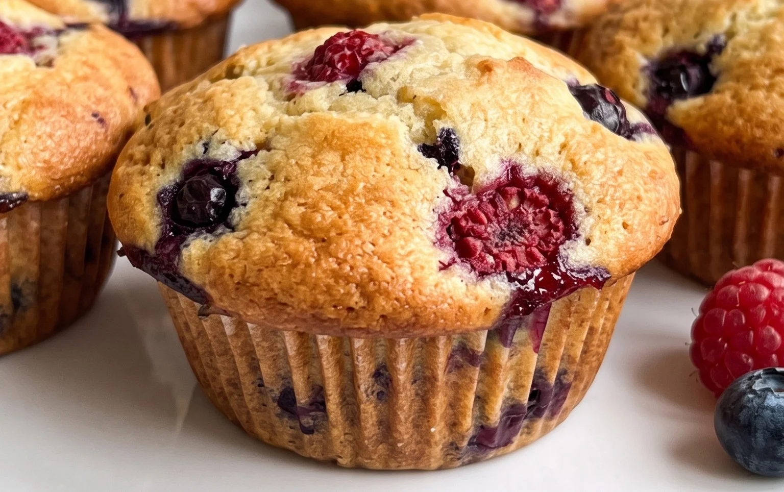 Bakery Style Mixed Berry Muffins | with Frozen Berries