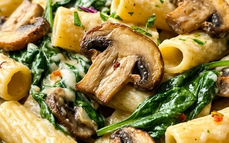 Parmesan Spinach Mushroom Pasta Skillet