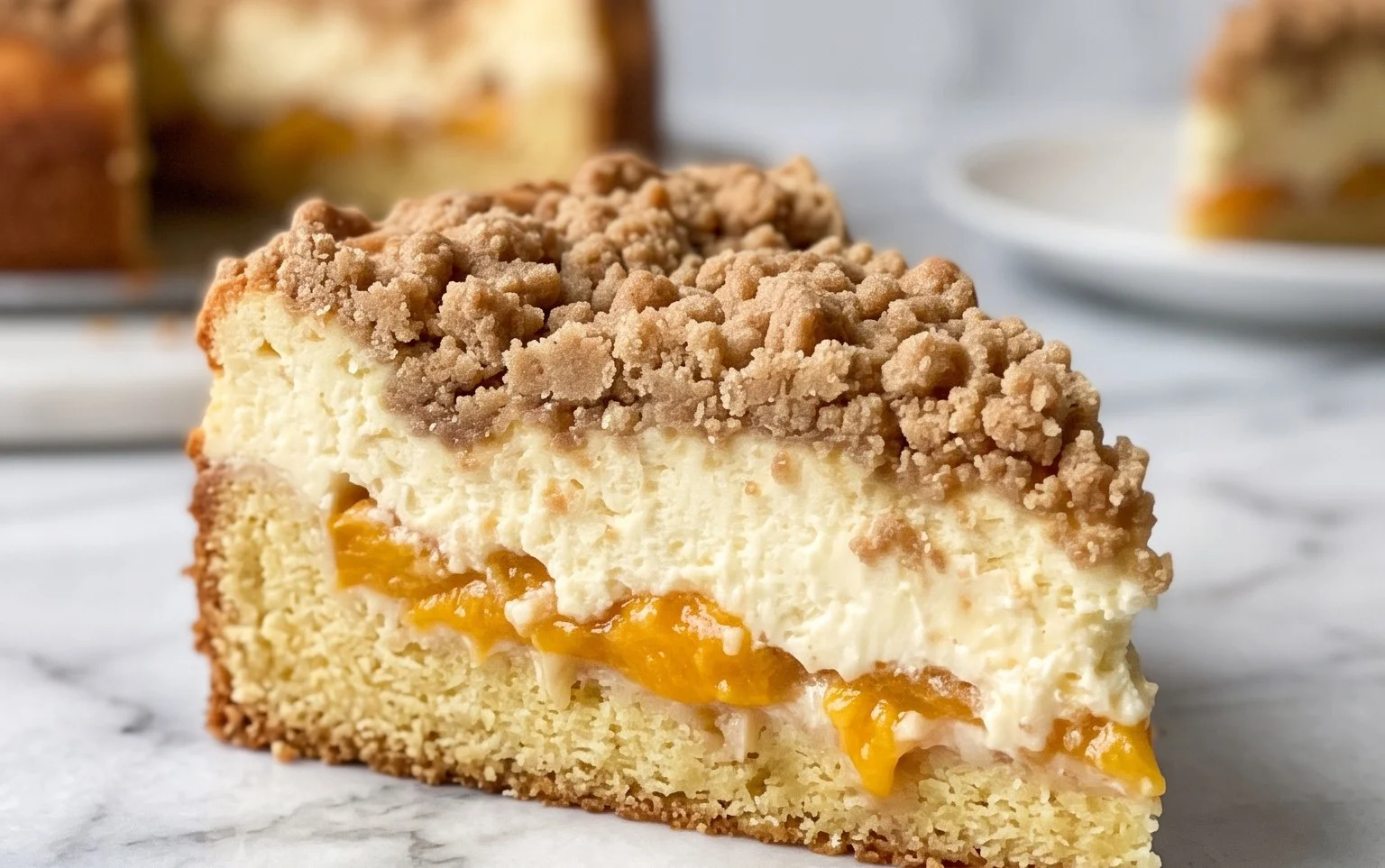 Peach Cream Cheese Cake with Streusel Topping