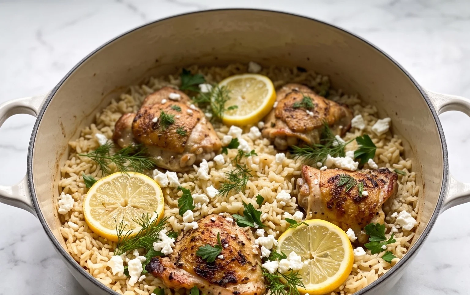 Greek Chicken and Lemon Rice (30 Minutes, One-Pot)