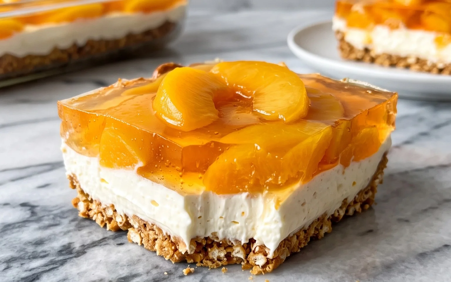 Peach Pretzel Salad Dessert