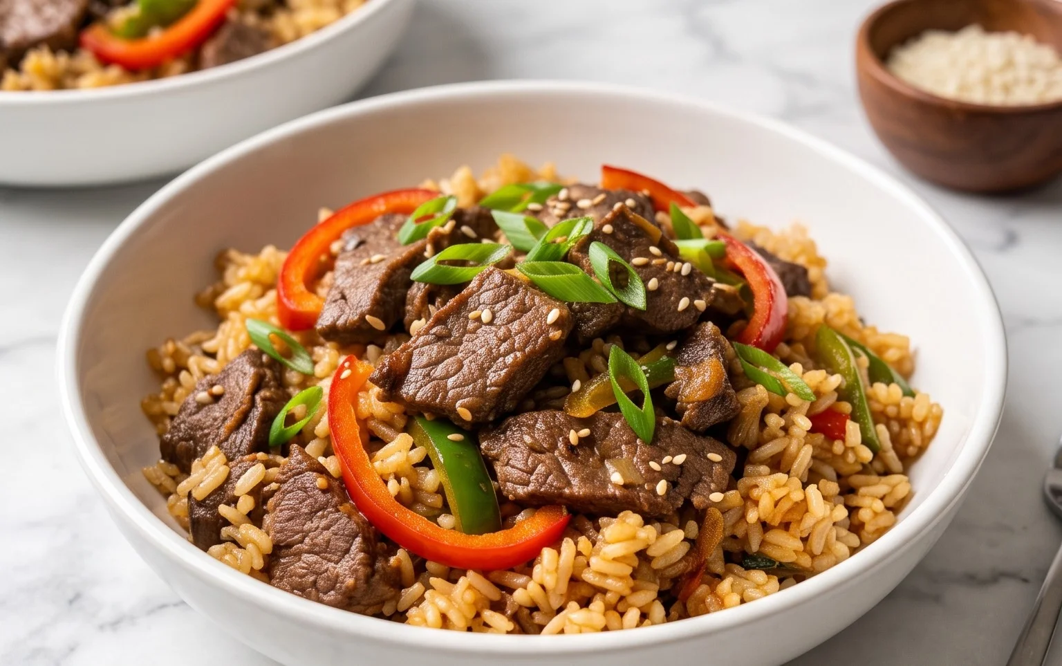 Beef Pepper Rice Bowl is a delicious meal option.