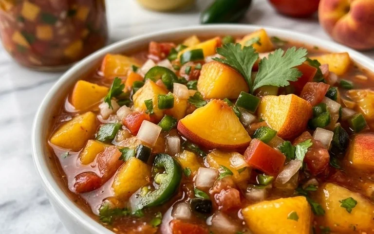 Sweet & Spicy Peach Salsa Canning Recipe