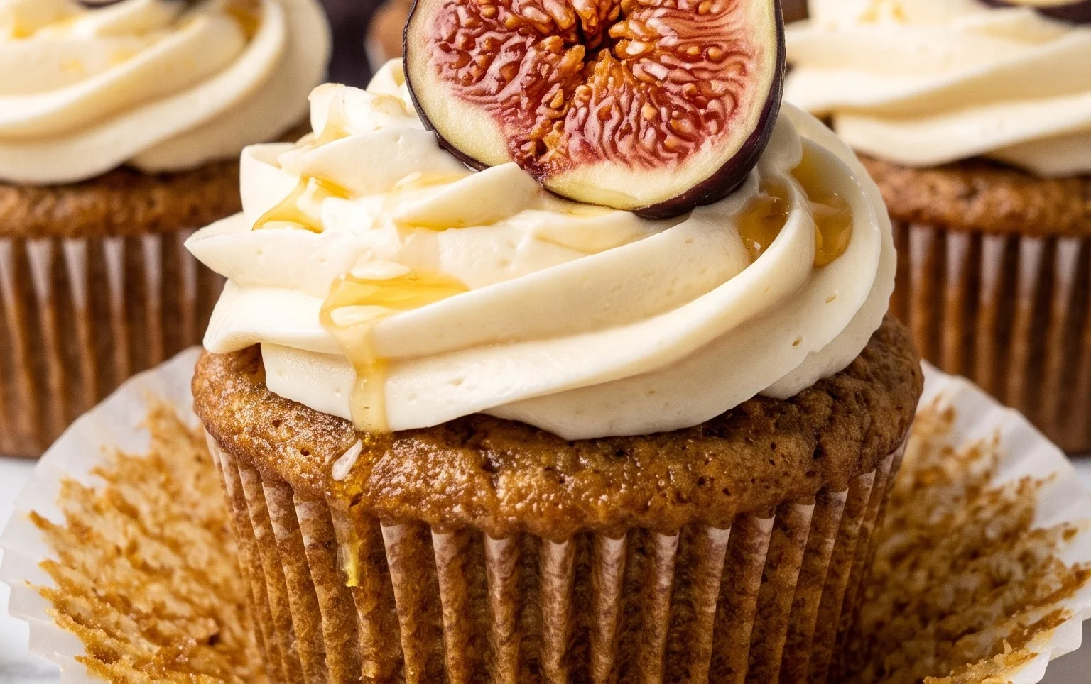 Fig Cupcakes with Honey Cream Cheese Frosting