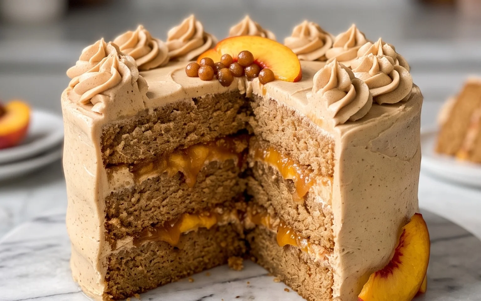 Brown Sugar Layer Cake with Peach Filling