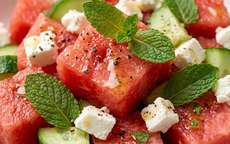 Watermelon Salad with Cucumber and Feta
