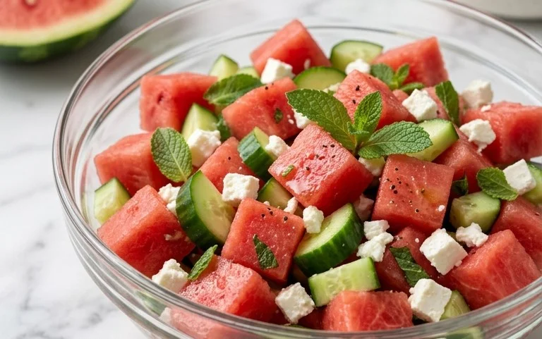 Watermelon Salad with Cucumber and Feta