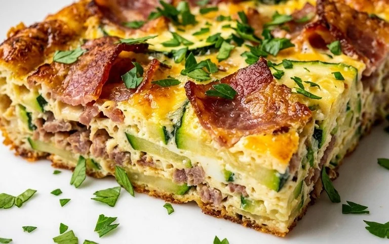 Zucchini and Beef Bacon Slice