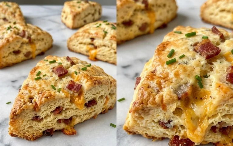Beef Bacon Cheddar and Chive Scones